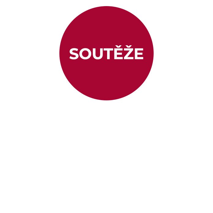 červené kolečko s bílým nápísem Soutěže