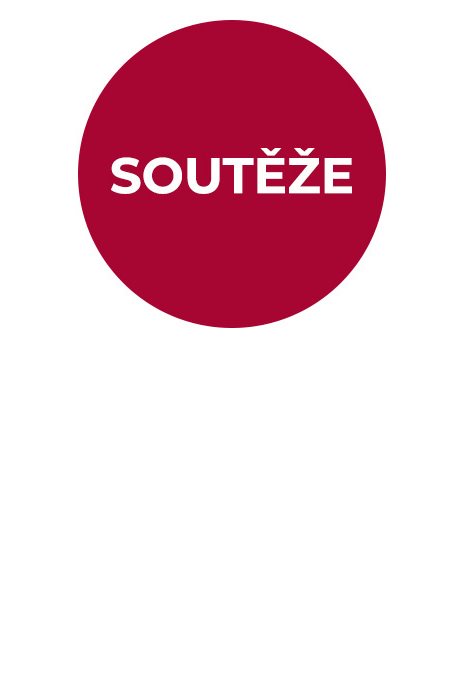 červené kolečko s bílým nápísem Soutěže