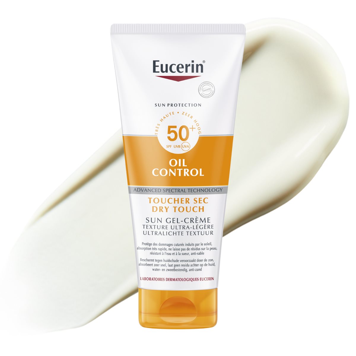 Eucerin Sun Protection Oil Control Dry Touch Sun Gel-Cream SPF 50+ with advanced spectral technology.