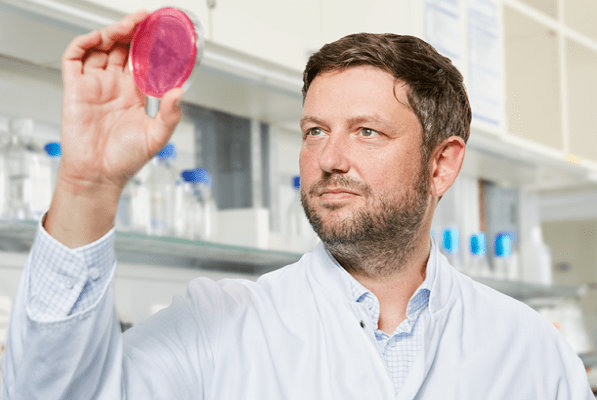 Forscher inspiziert Objektträger